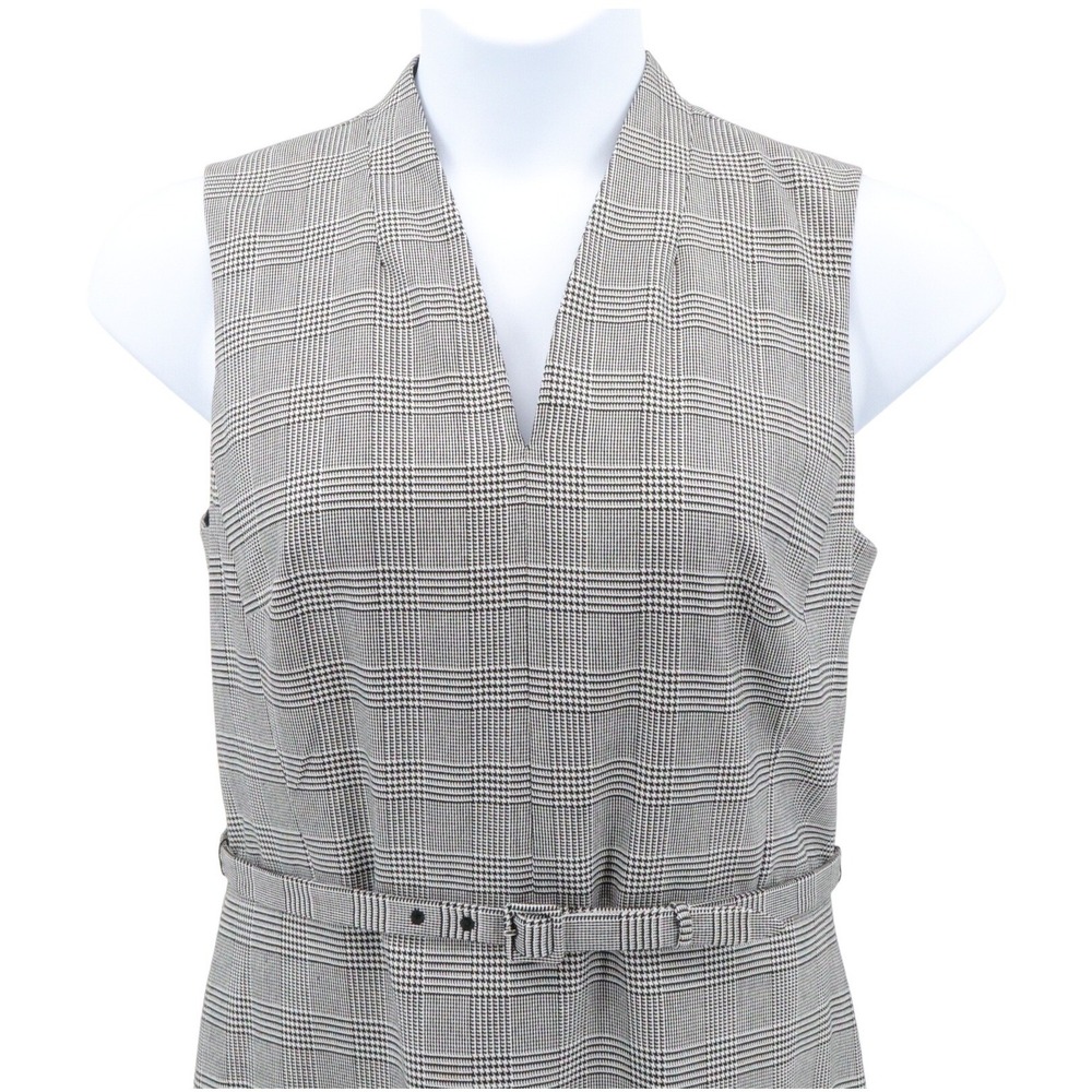 NWT Ann Taylor Glen Plaid Belted Sheath Work Office Dress Gray Size 12 - Picture 4 of 7
